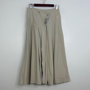 New Vintage Skirt Womens Medium Beige Cotton Maxi Flare Criss Cross 90s 80s